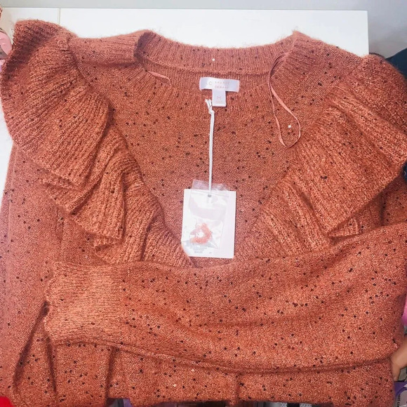 Women’s LC Lauren Conrad sweater size M, color ginger snap sparkle - Picture 4 of 4